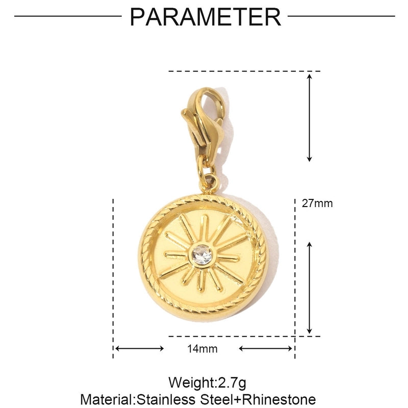 3 PCS/Package Titanium Steel Rhinestones Sun Moon Pendant Jewelry Accessories