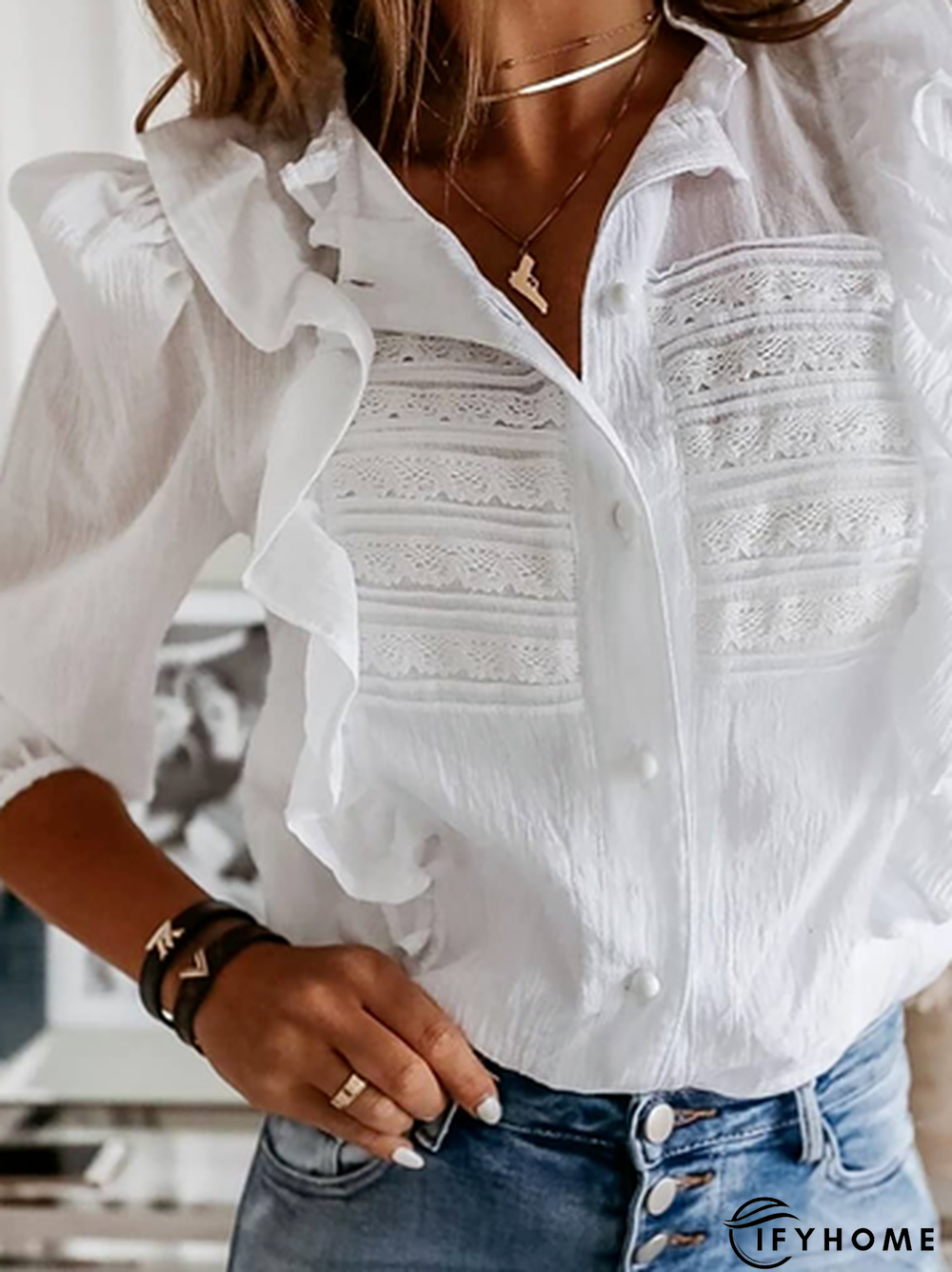 Casual Loose Lace Edge Blouse | IFYHOME