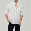 Gioiacombo&trade; Camicia Henley a maniche lunghe in cotone tinta unita da uomo