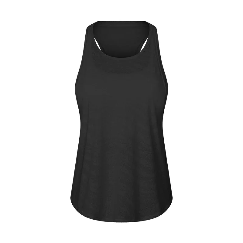 Hergymclothing Black active tank tops with built in bra online shopping