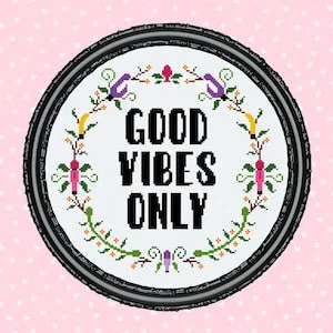 Pornhint Good vibes only vibrator dildo floral flower wreath cross stitch pattern | PATTERN ONLY | PDF instant download