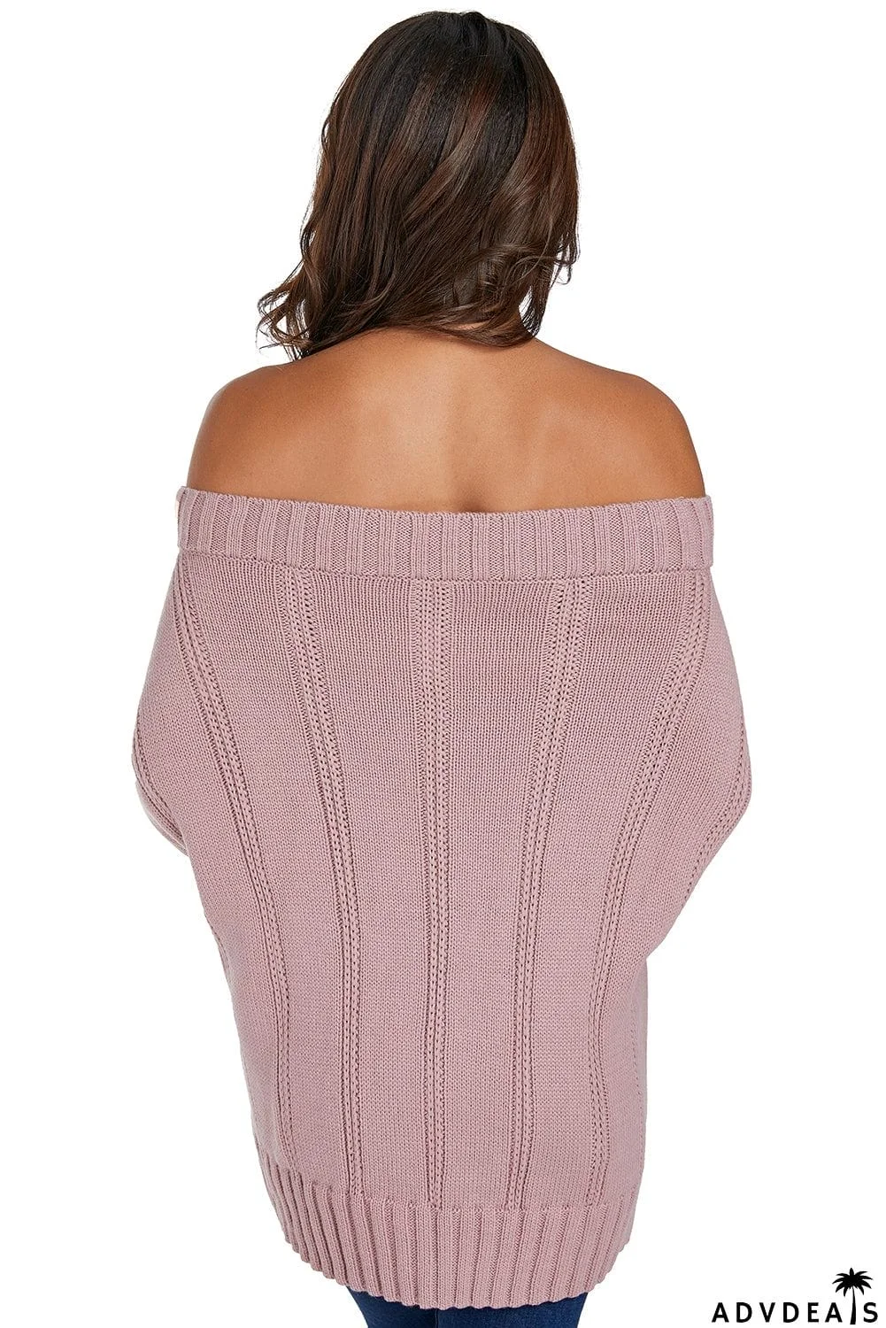 Fashion Pink Off The Shoulder Winter Sweater
