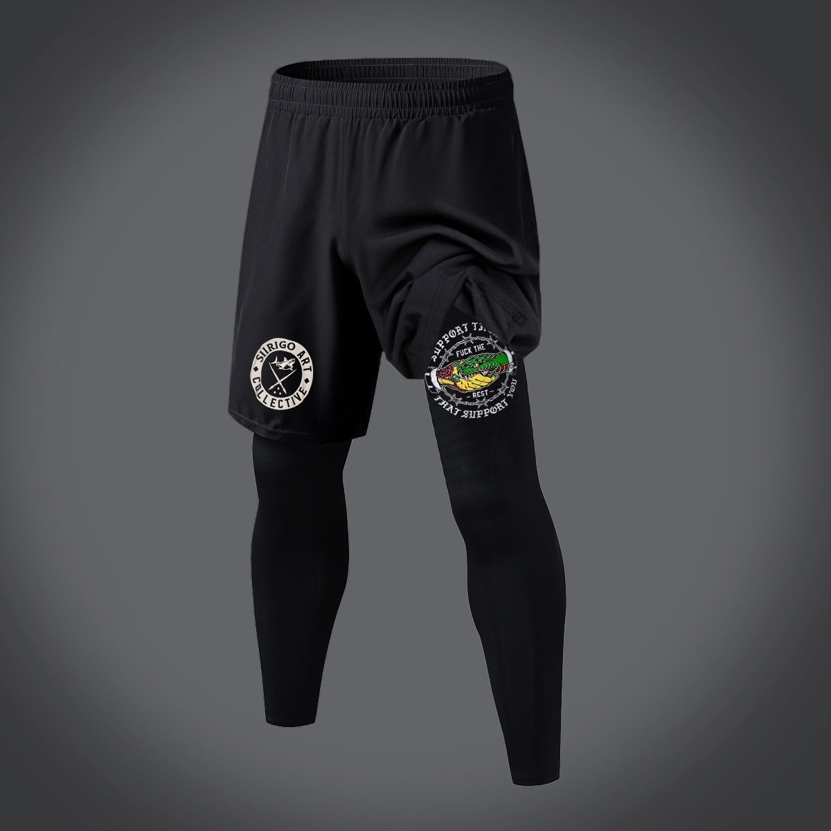 SUPPORT THOSE THAT SUPPORT YOU Snake Graphic Print 2 in 1 Gym Workout With Leggings