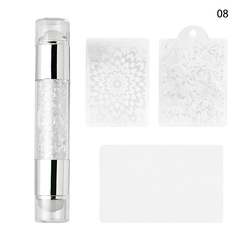 Nail Printing Tools Double-headed Silicone Seal Acrylic Color Diamond Template Seal Set Conversion Pen Nail Print Template Set
