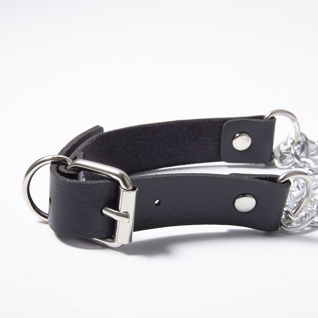 PU BELT CHAIN LOCK LAYERED NECKLACE