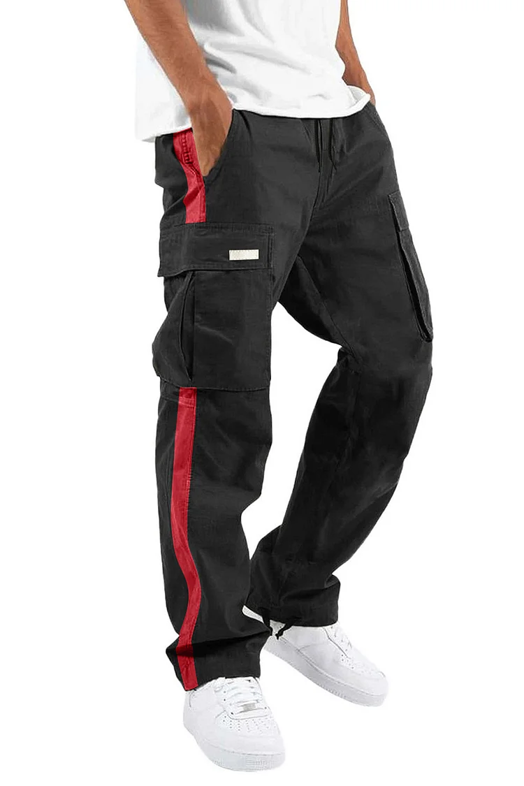 Casual Colorblock Patchwork Drawstring Loose Fit Pants