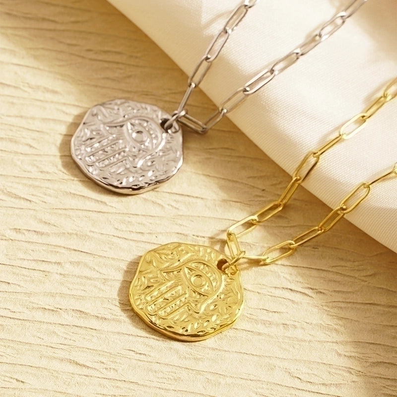 304 Stainless Steel 18K Gold Plated Vintage Style Plating  Pendant Necklace