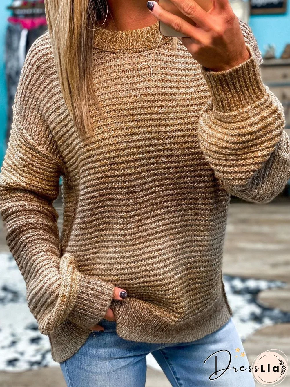 Autumn Cotton Mid-weight Plus Size Long sleeve Loose Turtleneck Sweater for Women