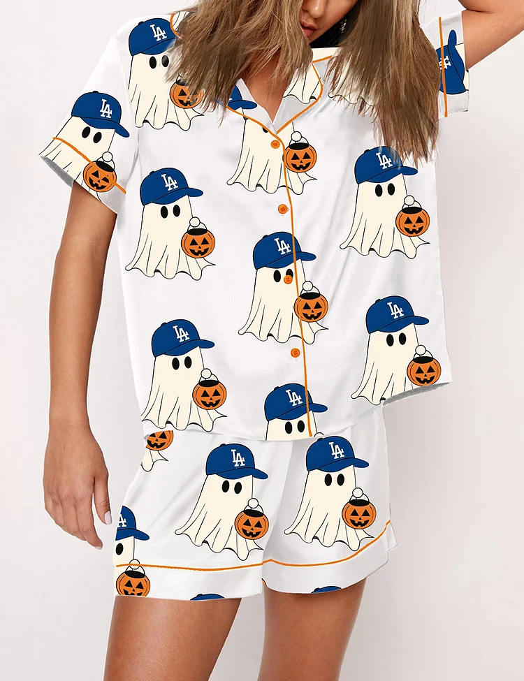 Women’s Dodgers Ghost Halloween Baseball Pajama Set