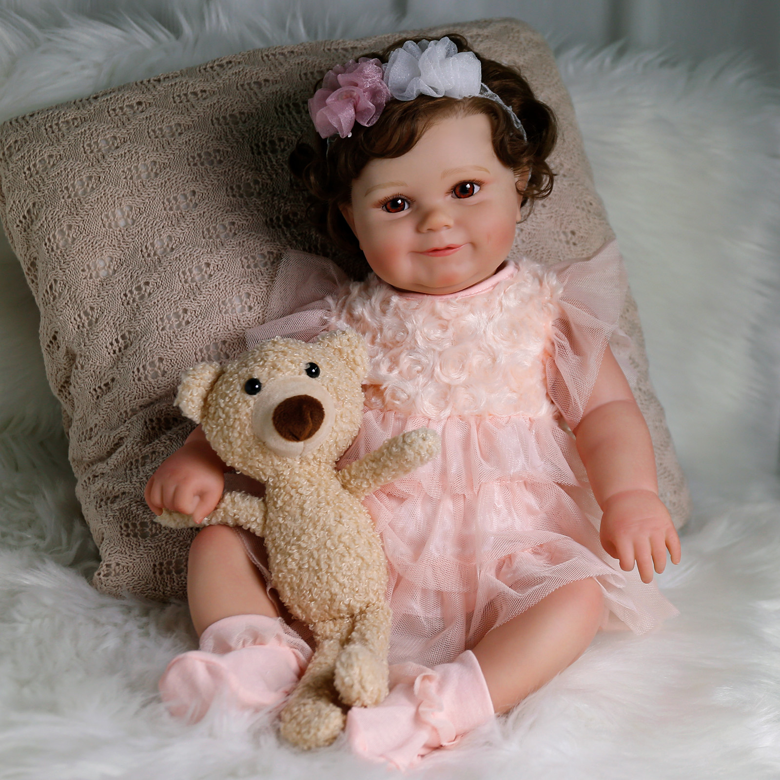 Babeside Maddy 20'' Realistic Reborn Baby Doll Smiling Pink Mesh ...