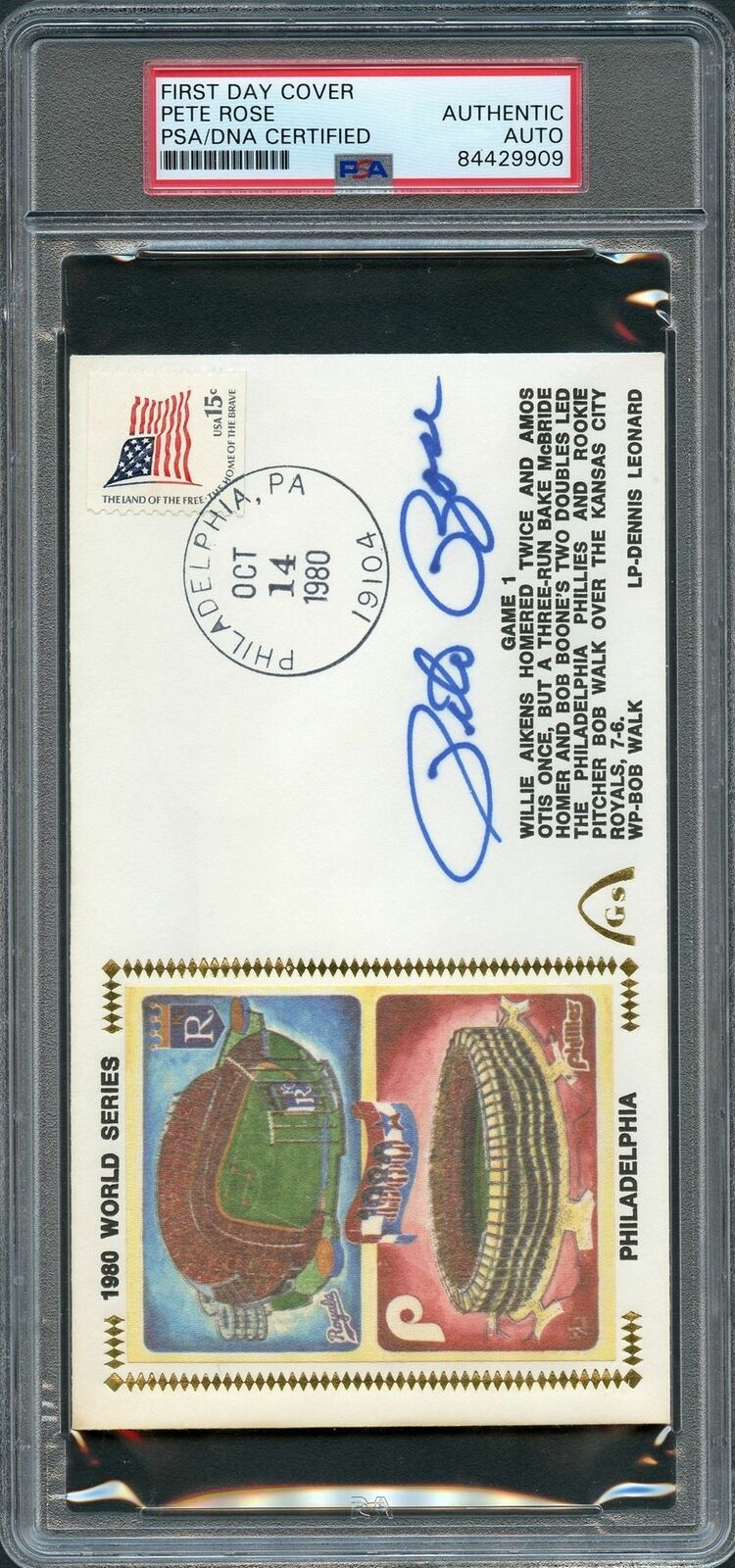 Pete Rose Signed 1980 First Day Cover PSA/DNA Philadelphia Phillies Autographed