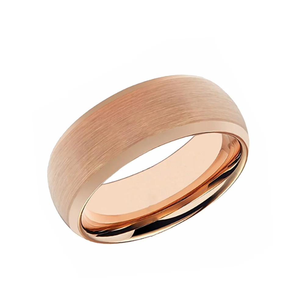6MM 8MM Couples WeddingRose Gold Plated Brushed Center Tungsten Carbide Rings