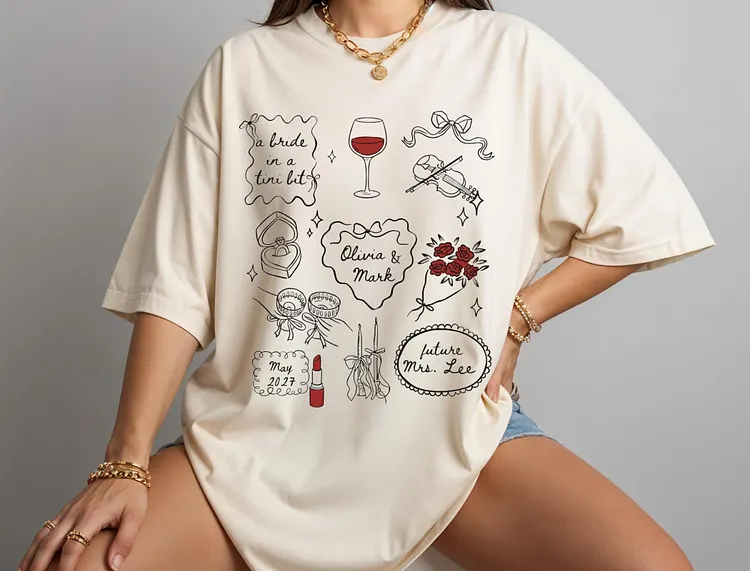 Custom Engagement shirt Comfort Colors, Future Mrs Shirt, Personalized Bride Shirt, Engagement Gift, A Bride in a Tini Bit shirt