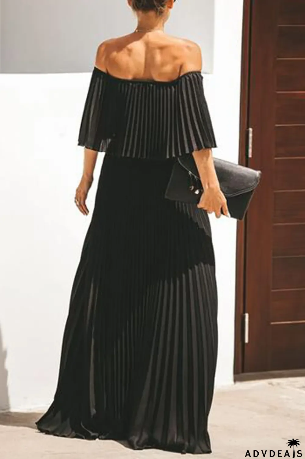 Fashion Solid Split Joint Off the Shoulder Cake Skirt Dresses(5 colors)