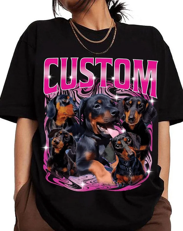 Vintage Bootleg Pet Shirt Pet Photo + Name Custom Dog Portrait T-Shirt Sweatshirt Hoodie
