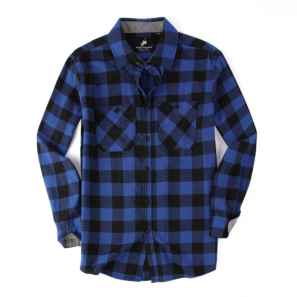 Alex Vando Boys Button Down Shirts Regular Fit Long Sleeve Casual Plaid  Flannel Shirt.GreyBlack,6 at  Men's Clothing store