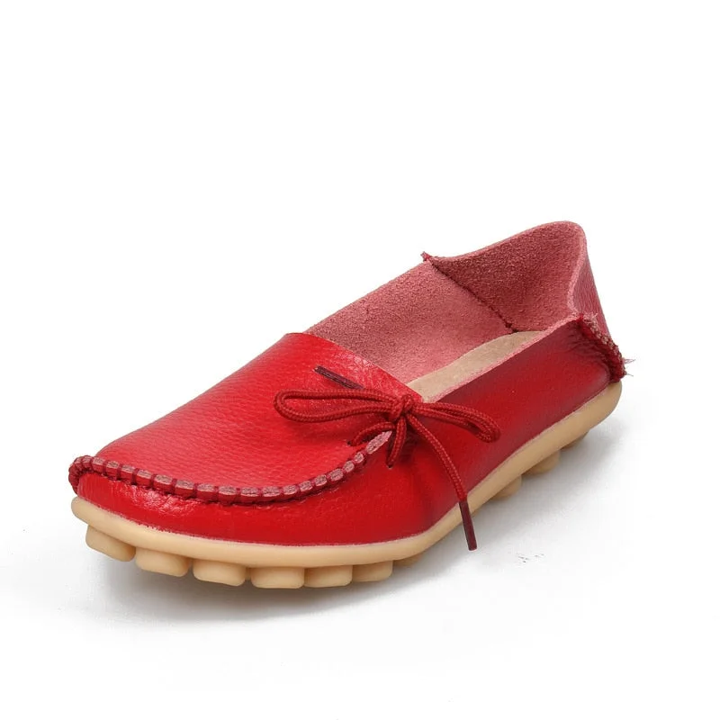 Flats Women Genuine Leathe Shoes Moccasins Mother Loafers Soft Slip On Leisure Flats Casual Female Driving Ballet Footwear