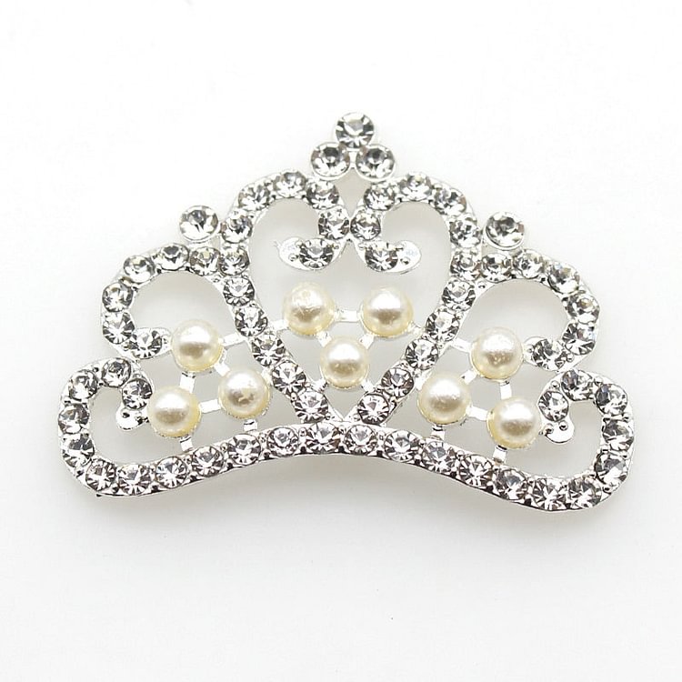 New 5Pcs/Lot 32*46mm Alloy Crown Shiny Pearl Rhinestone Decoration DIY Accessories