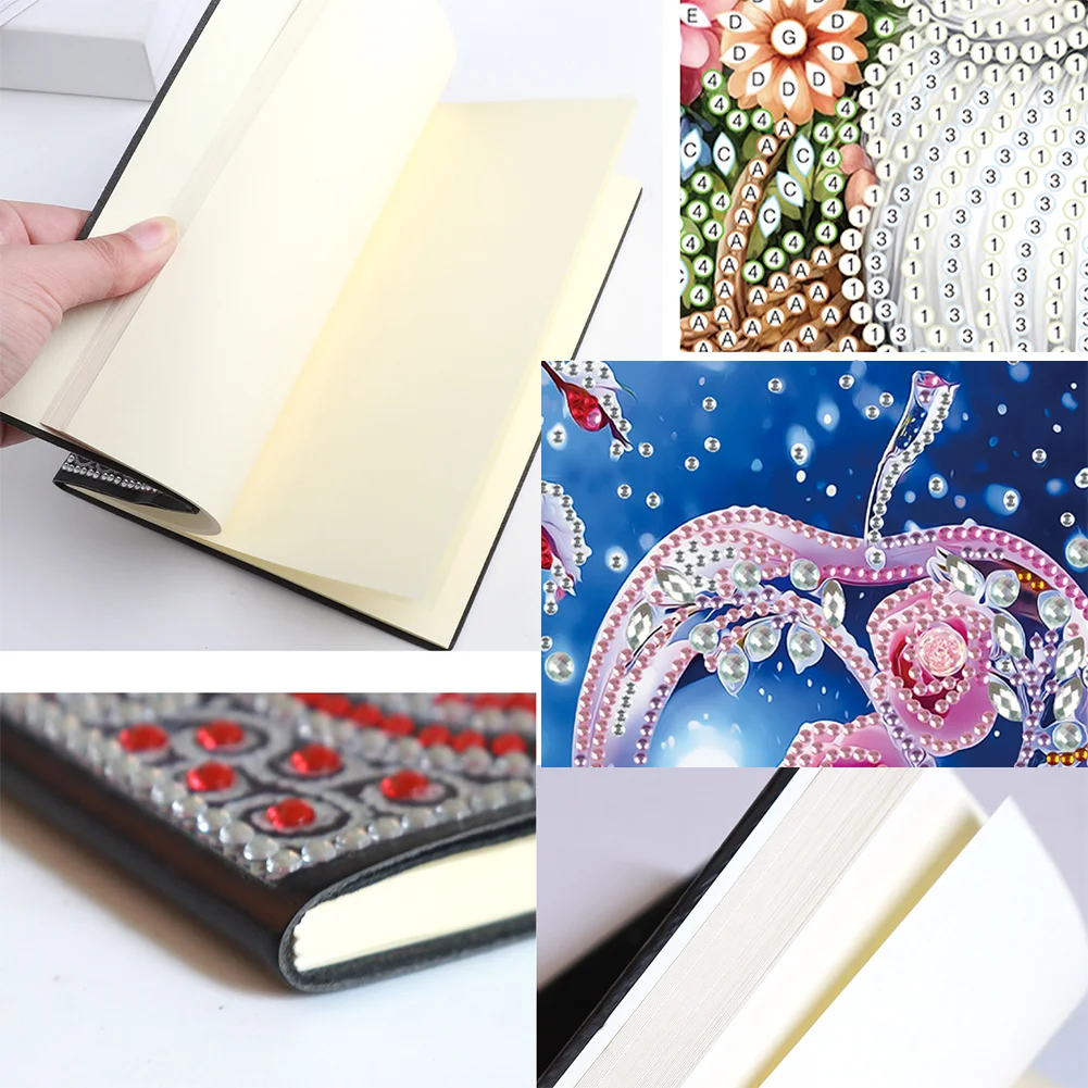 5D DIY Special Shaped Crystal Apple 50 Pages Diamond Painting Notebook for Beginners