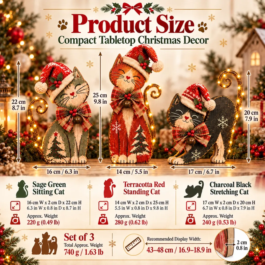 Lighted Christmas cat trio product detail