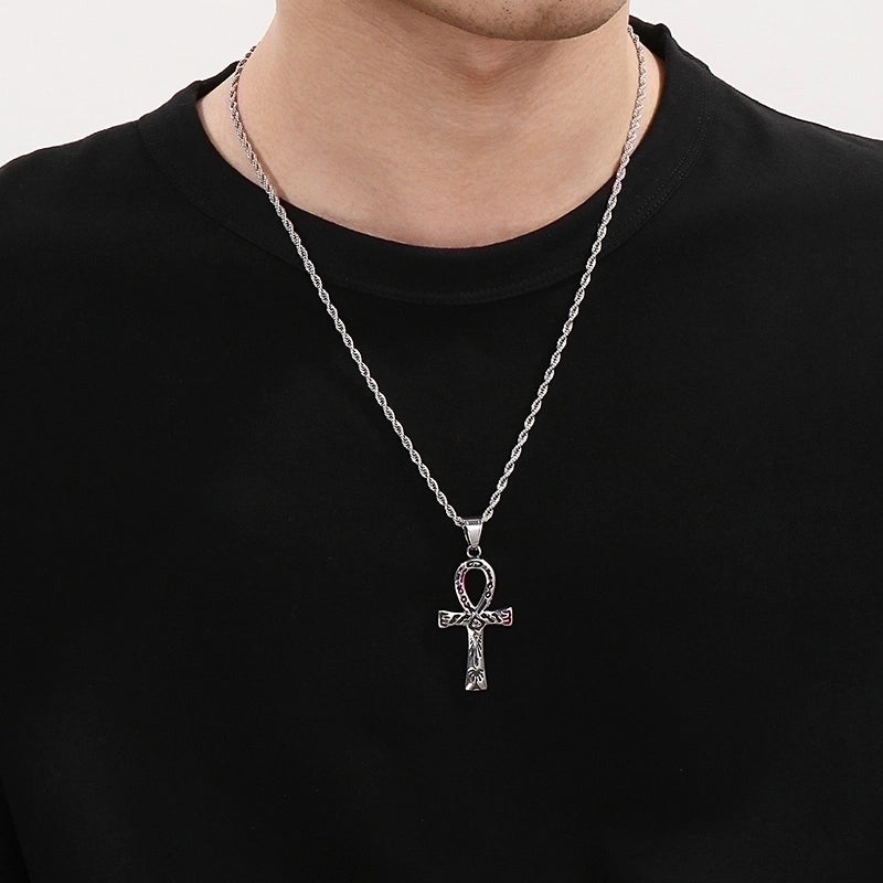 1 Piece 304 Stainless Steel Cross Egypt Pendant