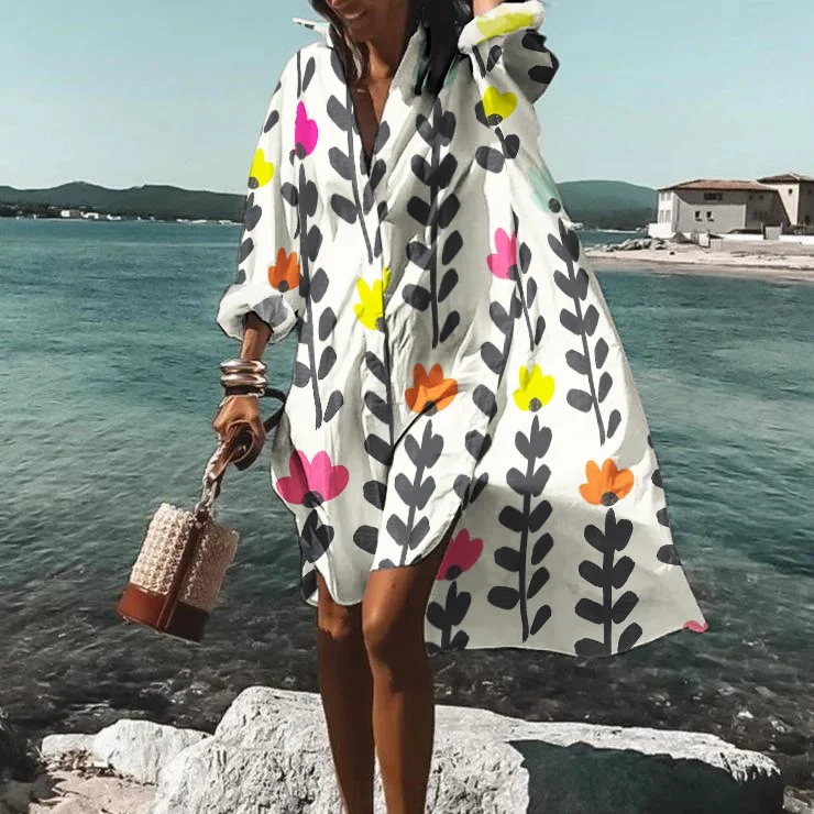 Simple Printed Casual Midi Dress