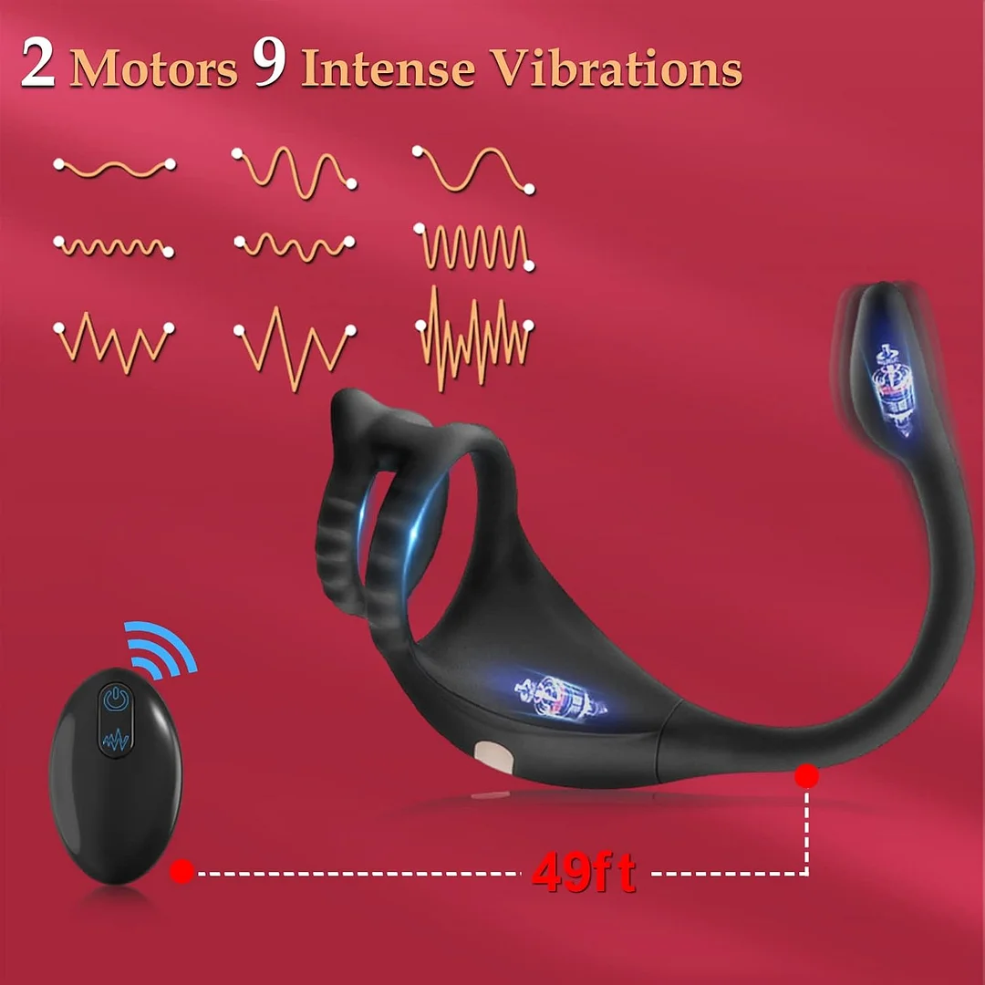 Remote Control Vibrating Cock Ring Taint Stimulator With Anal Sex Toys