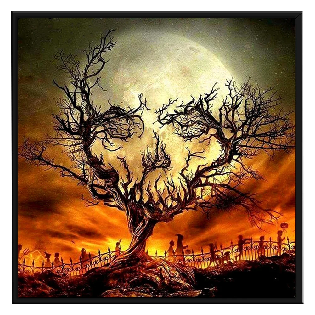 11CT Full Stamped Cross Stitch - Halloween Skeleton Head(Canvas|40*40CM)