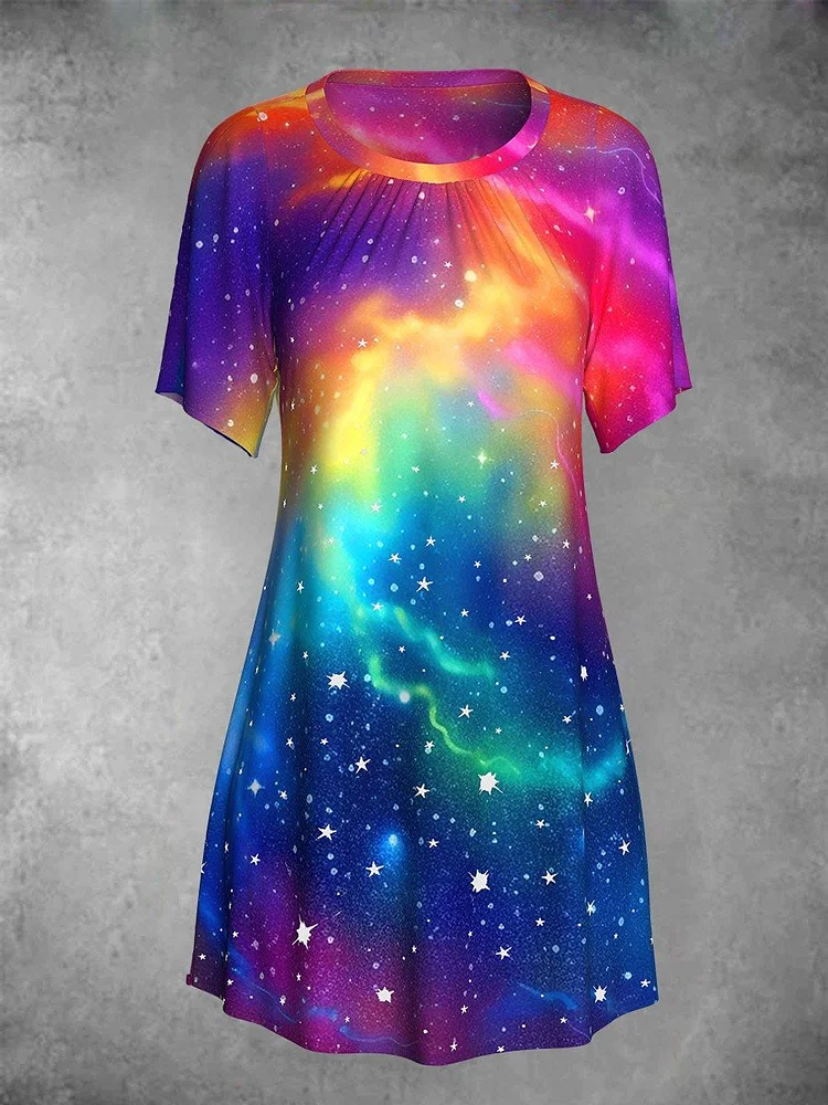 Women's Rainbow Sky Print Midi Dress