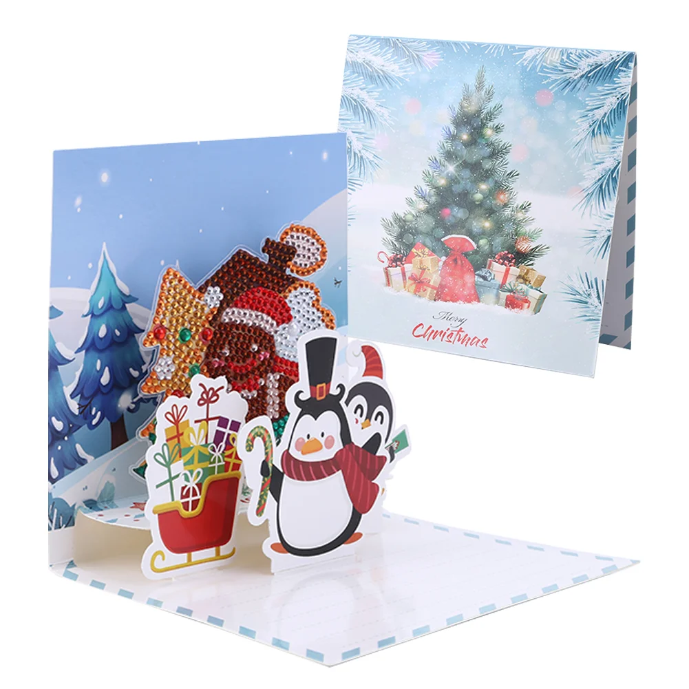 6pcs Diamond Drawing Card Santa Special Shape Gifts for Family Friends and Lover【With White Envelope】