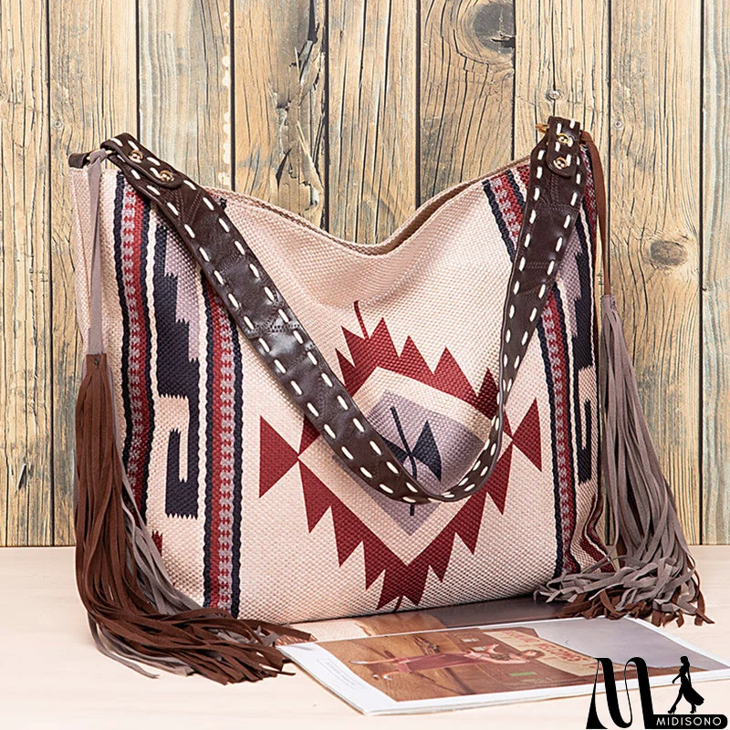 MidiSono - Casual College Color Block Tassel Bags