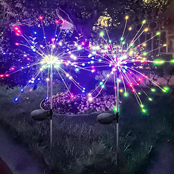 Waterproof solar garden fireworks lamp
