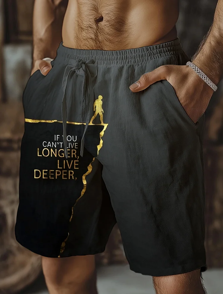 Men's If You Can't Live Longer Live Deeper Art Print Drawstring Shorts