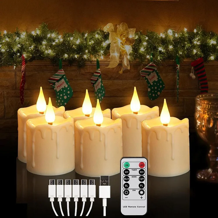 6/12 Pack LED Candles with Batteries Outdoor Waterproof USB Rechargeable Candles