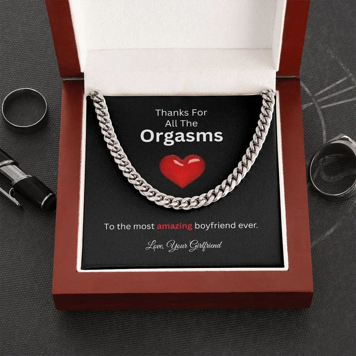 To The Most Amazing Boyfriend Thanks For All The Orgasms Cuban Chain Necklace Stainless Steel Necklace Set Gift