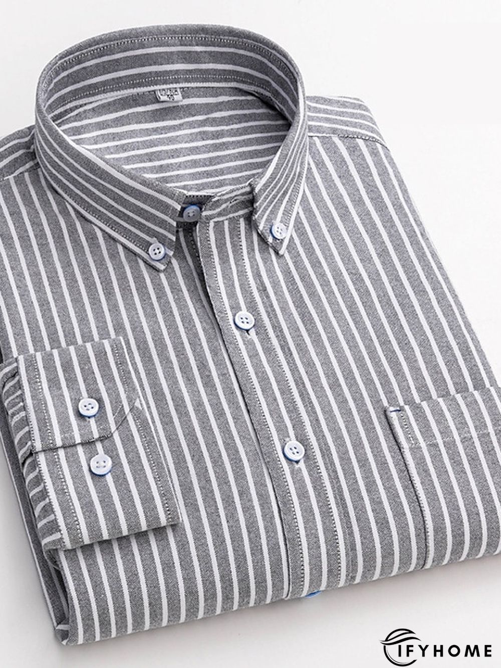 Men's Denim Shirt Turndown Spring &  Fall Long Sleeve A B C Plaid / Striped / Chevron / Round Daily Wear Clothing Apparel Print | IFYHOME