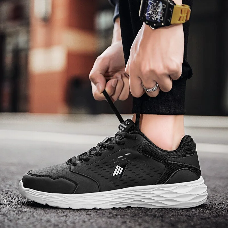 Leather Men Shoes Sneakers Trend Casual Shoe Italian Breathable Leisure Male Sneakers Non-slip Footwear Men Vulcanized Shoes