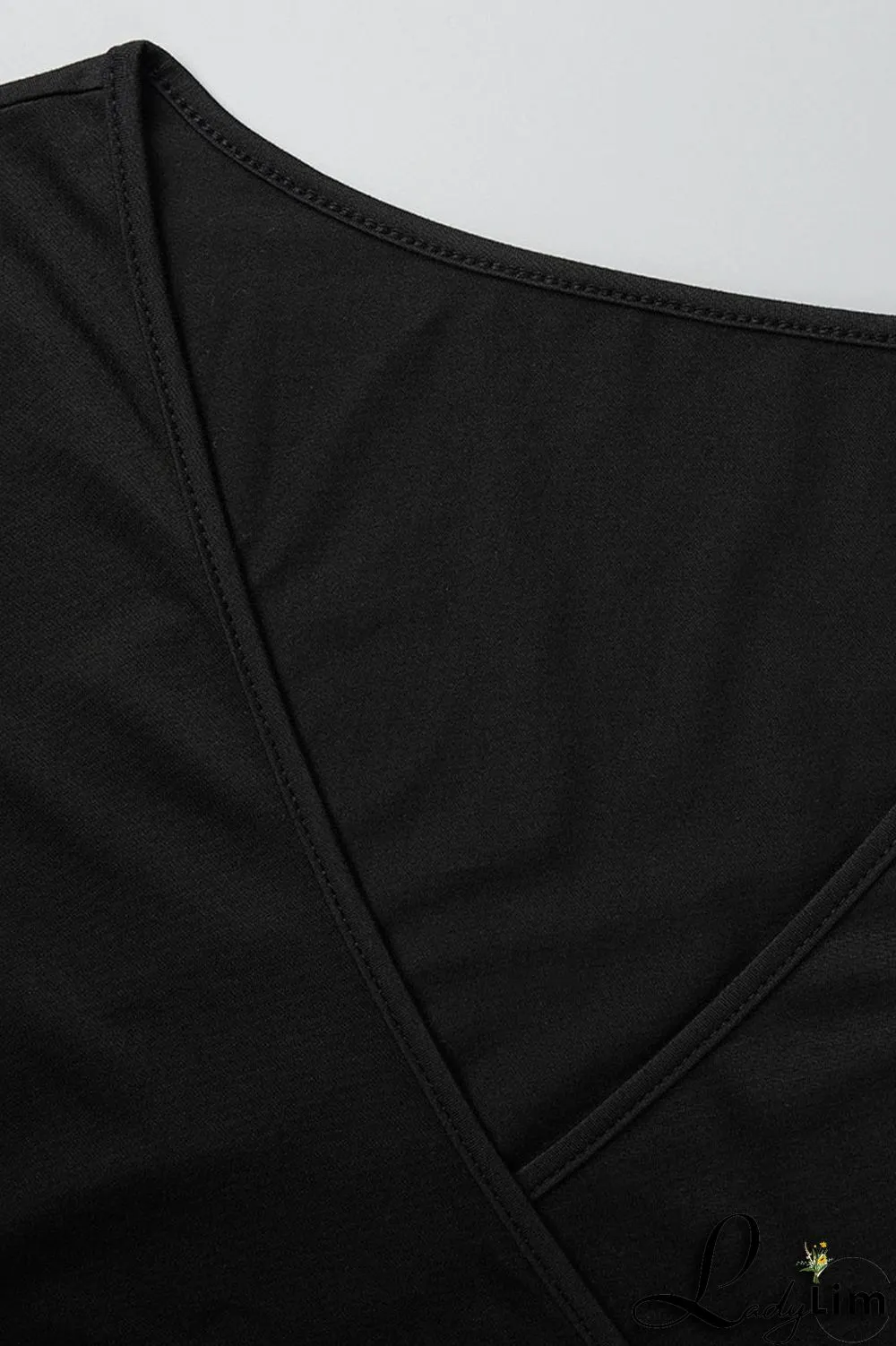 Black Casual Solid Bandage Patchwork V Neck Plus Size Two Pieces