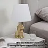 Dog Lamp with White Linen Shade Cute Room Decor White Dog Table Lamp 17.7inch for Living Room Unique Aesthetic Home Room Decor