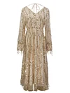 Fringed Sequined See-Through V-neck Maxi Dress