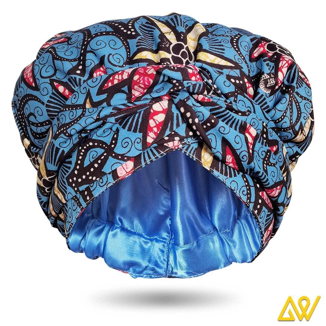 African Print Head Wrap With Satin-Lined-AW1175