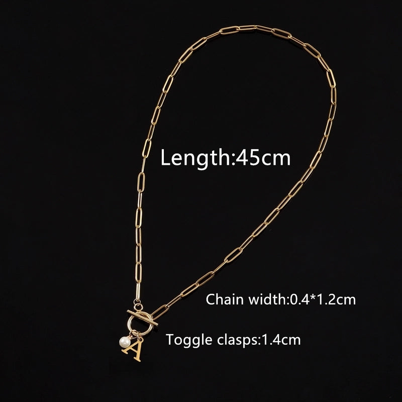 Casual Classic Style Letter 201 Stainless Steel 304 Stainless Steel Artificial Pearl Pendant Necklace