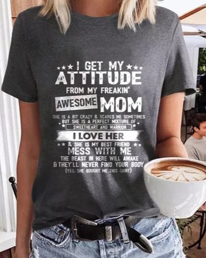 Fun letter print round neck women's T-shirt