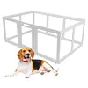 [US Local Warehouse] 12-Panel Clear Acrylic Indoor Dog Playpen 23.6 Inch-H Whelping Crate Kennel Cage Enclosure with Door Easy Assemble Pet Fence Transparent Pet Pen for Small Animals Bunny Rabbit Ferret