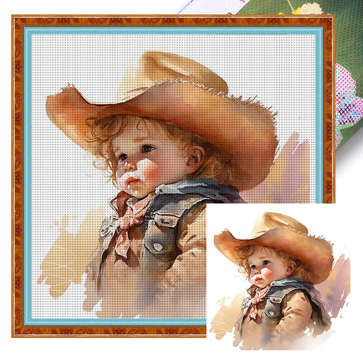 Cowboy Boy - Printed Cross Stitch 11CT 40*40CM