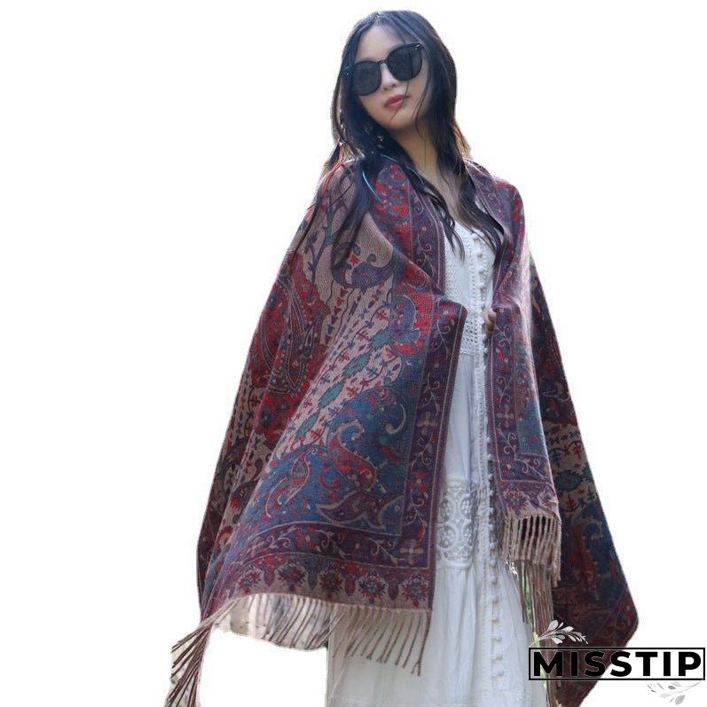 Big Shawl Women's Scarf Dual-use Sunscreen Ethnic Style Cloak Scarf