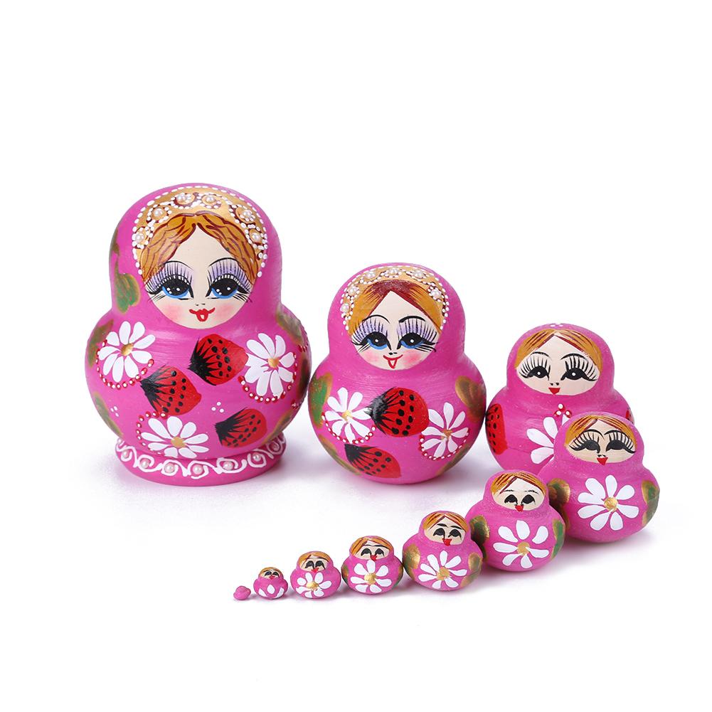 

10Pcs Strawberry Flower Girl Matryoshka Nesting Dolls, 501 Original