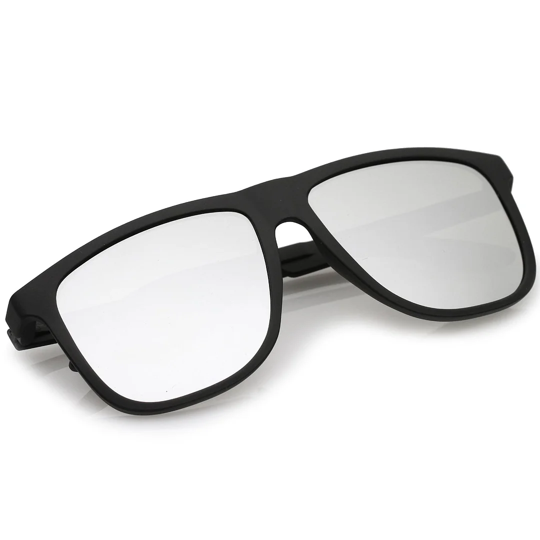 Lifestyle Rubberized Matte Flat Top Colored Mirror Square glasses 55mm