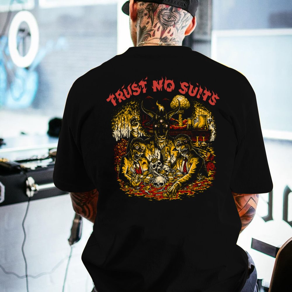 Trust No Suits letter print loose casual Tee -  