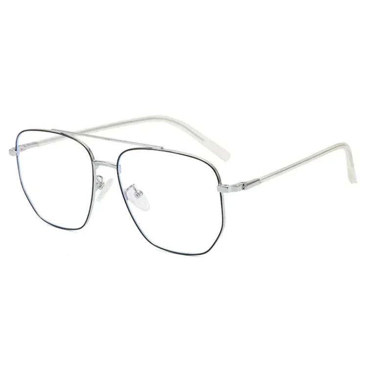 Inbriefmag Vintage Metal Square Large Frame Double Beam  Eyeglasses Frame Men's Anti-blue Glasses Flat Near-vision Eyeglasses Frame